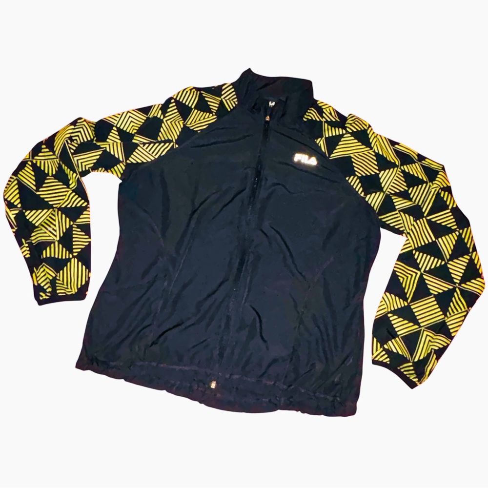 FILA✨$4 When bundled✨performance reflective green/gold Geometric print Jacket ✨